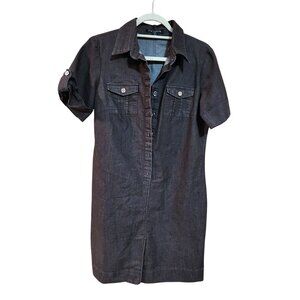 Sharagano Womens Denim Button-Up Shirt Dress Size S